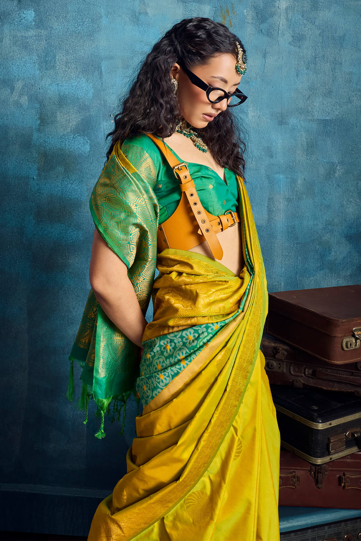 Vibrant Mustard Soft Pochampally Silk Saree With Lovely Blouse Piece