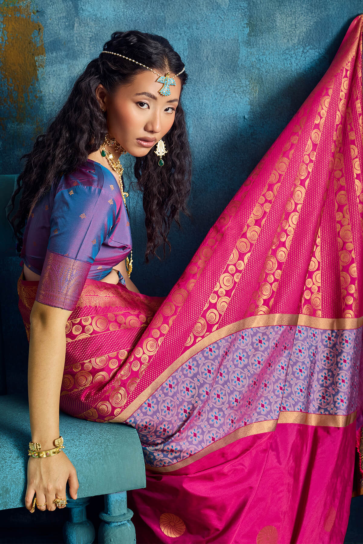 Demure Dark Pink Soft Pochampally Silk Saree With Inspiring Blouse Piece