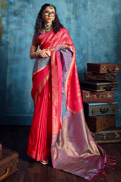 Profuse Red Soft Pochampally Silk Saree With Wonderful Blouse Piece