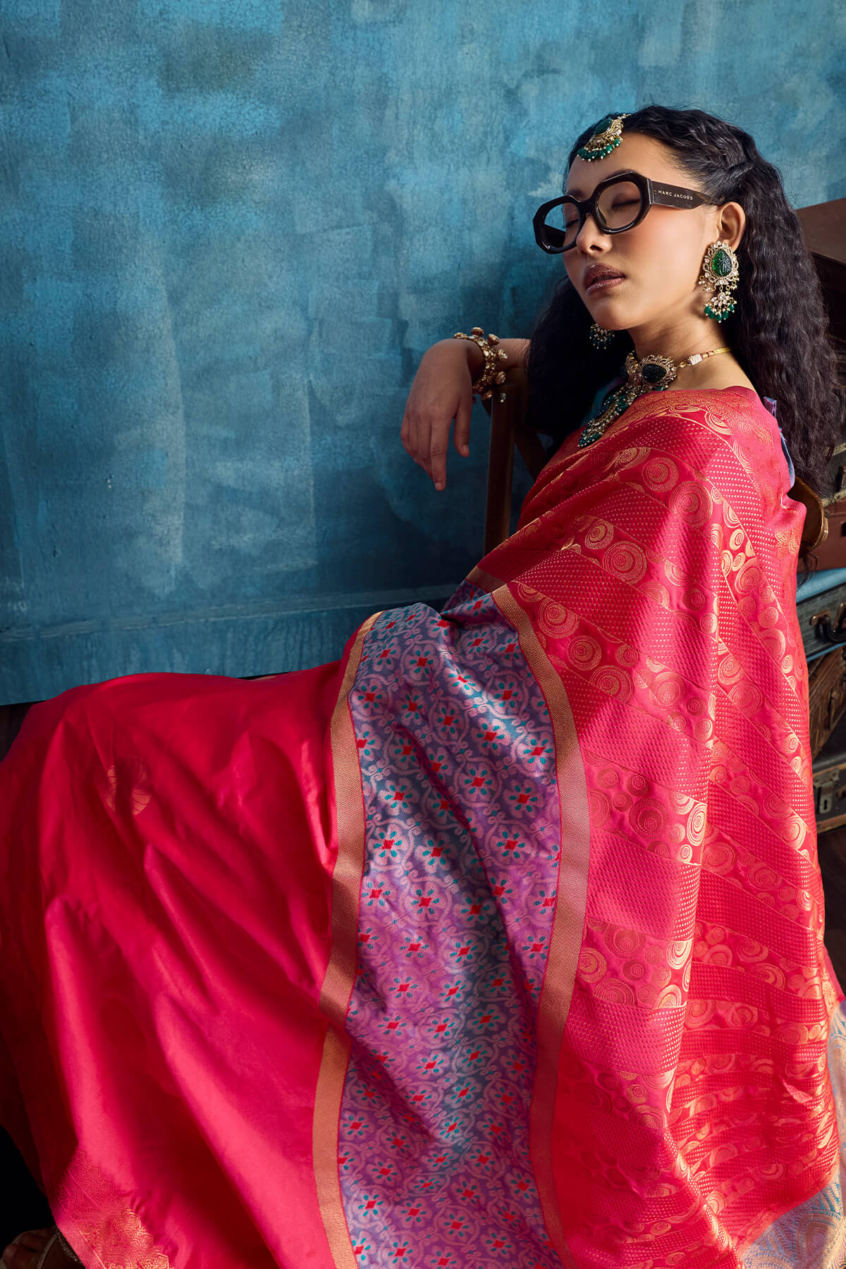 Profuse Red Soft Pochampally Silk Saree With Wonderful Blouse Piece