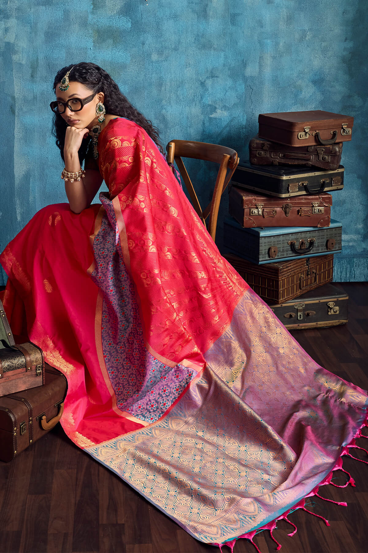 Profuse Red Soft Pochampally Silk Saree With Wonderful Blouse Piece