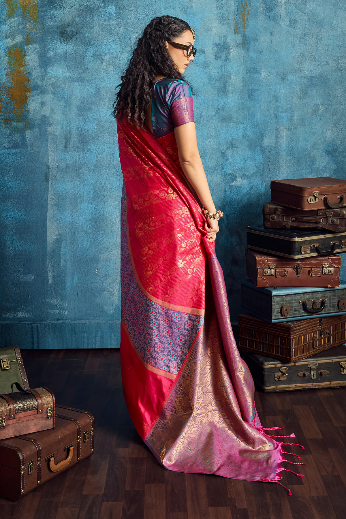 Profuse Red Soft Pochampally Silk Saree With Wonderful Blouse Piece