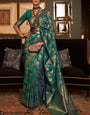 Blissful Rama Soft Banarasi Silk Saree With Engrossing Blouse Piece