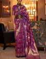 Refreshing Purple Soft Banarasi Silk Saree With Lovely Blouse Piece