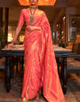 Pretty Peach Soft Banarasi Silk Saree With Epiphany Phenomenal Piece