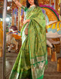 Smashing Green Soft Banarasi Silk Saree With Panache Blouse Piece