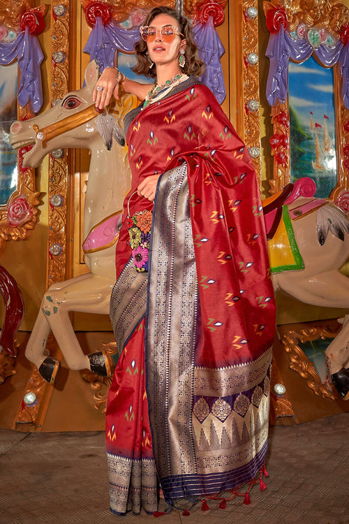 Load image into Gallery viewer, Felicitous Red Soft Banarasi Silk Saree With Eclat Blouse Piece
