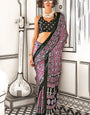 Surpassing Dark Pink Digital Printed Satin Silk Saree With Blissful Blouse Piece