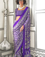 Ephemeral Purple Digital Printed Satin Silk Saree With Nemesis Blouse Piece