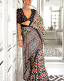 Splendiferous Multicolor Digital Printed Satin Silk Saree With Transcendent Blouse Piece