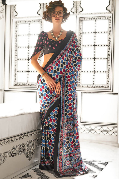 Load image into Gallery viewer, Incomparable Firozi Digital Printed Satin Silk Saree With Pulsating Blouse Piece
