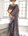 Incomparable Firozi Digital Printed Satin Silk Saree With Pulsating Blouse Piece