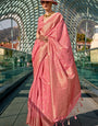 Elegant Pink Soft Banarasi Silk Saree With Deserving Blouse Piece