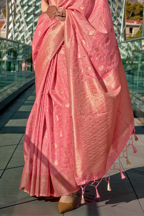 Load image into Gallery viewer, Elegant Pink Soft Banarasi Silk Saree With Deserving Blouse Piece
