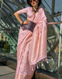 Serendipity Baby Pink Soft Banarasi Silk Saree With Pleasurable Blouse Piece