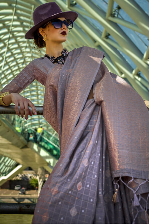 Load image into Gallery viewer, Transcendent Lavender Soft Banarasi Silk Saree With Radiant Blouse Piece
