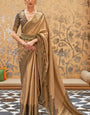 Amazing Beige Kanjivaram Silk Saree With Precious Blouse Piece