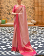 Glowing Baby Pink Kanjivaram Silk Saree With Beautiful Blouse Piece