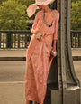 Captivating Dark Peach Kashmiri Model Organza Silk Saree With Captivating Blouse Piece