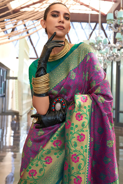 Wonderful Magenta Soft Banarasi Silk Saree With Dazzling Blouse Piece
