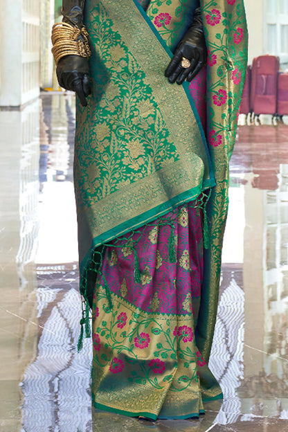Wonderful Magenta Soft Banarasi Silk Saree With Dazzling Blouse Piece