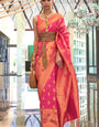 Twirling Dark Pink Soft Banarasi Silk Saree With Ideal Blouse Piece