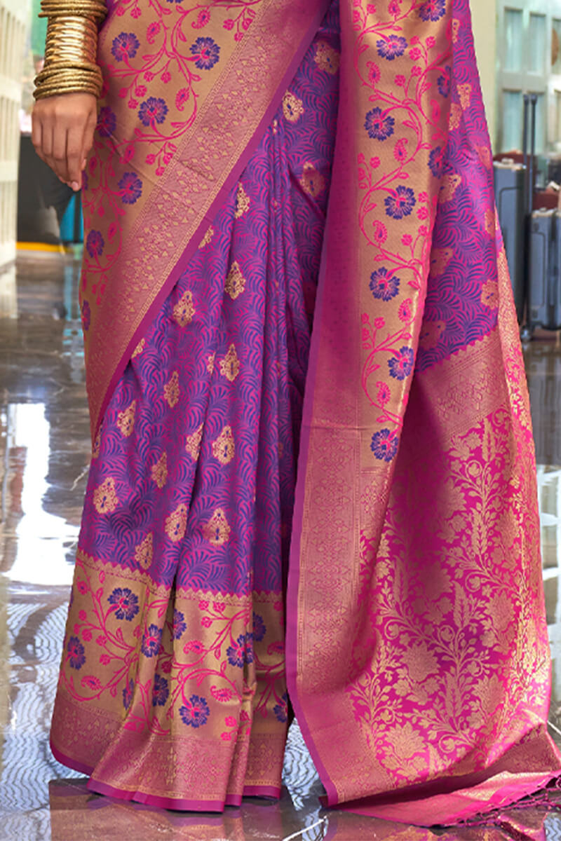 Vestigial Purple Soft Banarasi Silk Saree With Smashing Blouse Piece