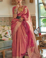 Moiety Baby Pink Soft Banarasi Silk Saree With Scintilla Blouse Piece