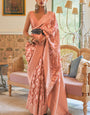 Conflate Pink Soft Banarasi Silk Saree With Eloquence Blouse Piece