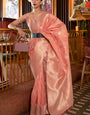 Effervescent Pink Soft Banarasi Silk Saree With Fugacious Blouse Piece