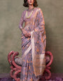 Supernal Lavender Cotton Silk Saree With Jubilant Blouse Piece