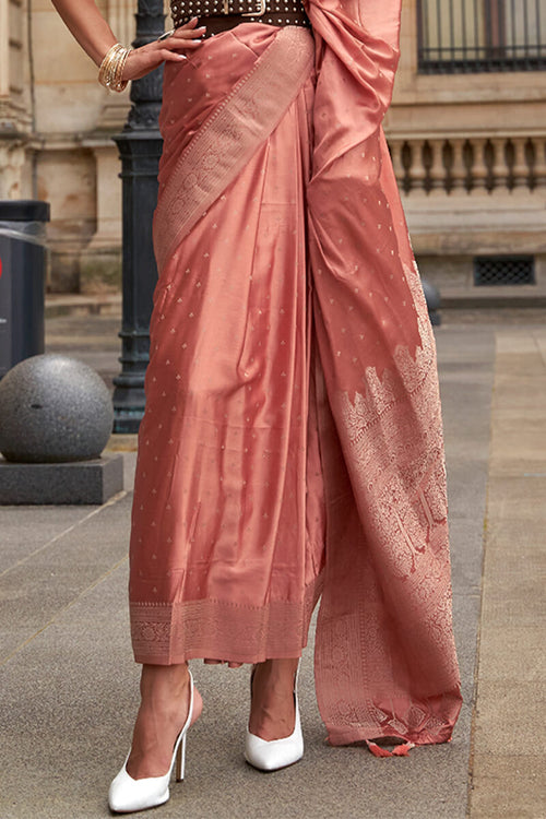 Load image into Gallery viewer, Improbable Peach Soft Banarasi Silk Saree With Alluring Blouse Piece
