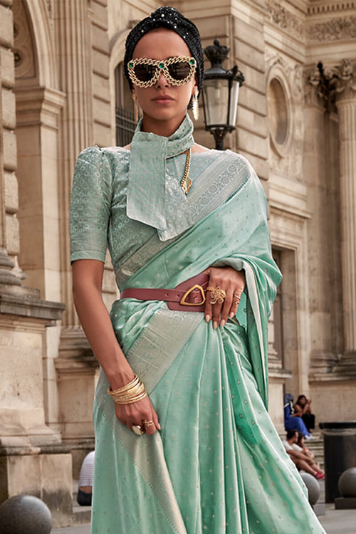 Load image into Gallery viewer, Prodigal Sea Green Soft Banarasi Silk Saree With Piquant Blouse Piece
