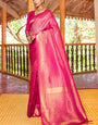 Classy Magenta Kanjivaram Silk Saree With Sensational Blouse Piece