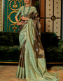 Delectable Brown Kanjivaram Silk Saree With Artistic Blouse Piece