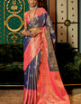 Exuberant Blue Kanjivaram Silk Saree With Symmetrical Blouse Piece