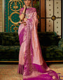 Opulent Pink Kanjivaram Silk Saree With Blooming Blouse Piece