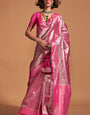 Lassitude Pink Kanjivaram Silk Saree With Incredible Blouse Piece