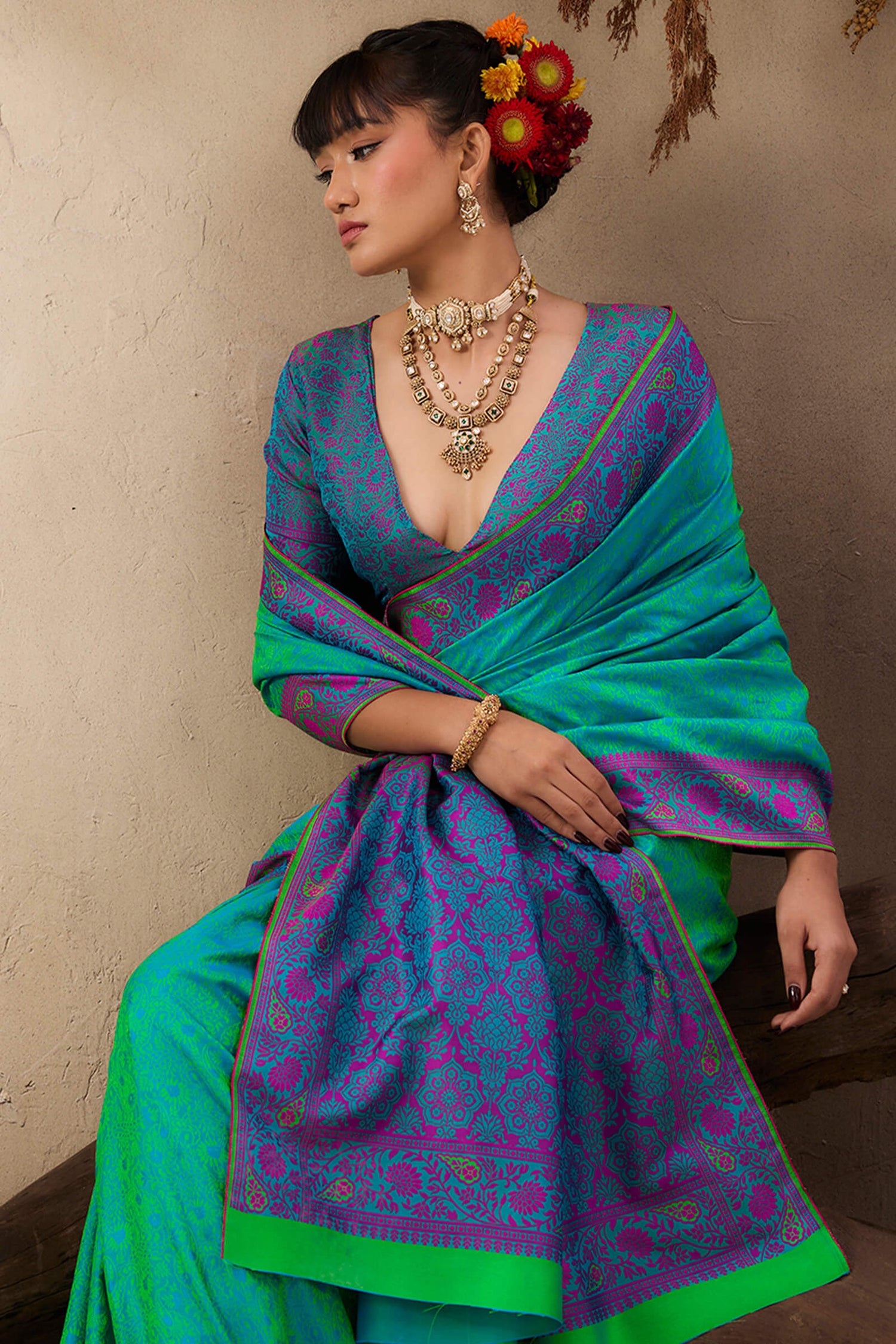 Scrupulous Sea Green Kanjivaram Silk Saree With Most Flattering Blouse Piece