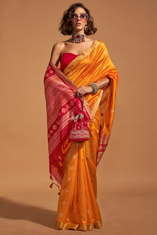 Load image into Gallery viewer, Ravishing Orange Soft Banarasi Silk Saree With Prettiest Blouse Piece
