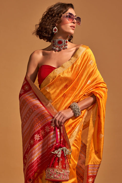 Load image into Gallery viewer, Ravishing Orange Soft Banarasi Silk Saree With Prettiest Blouse Piece
