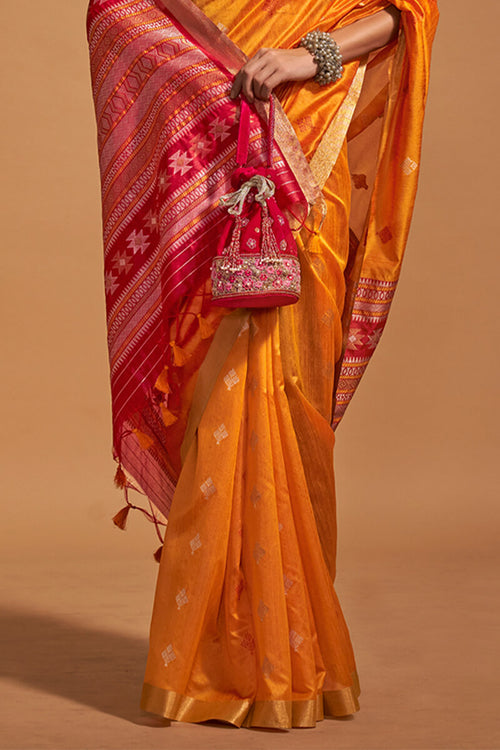 Load image into Gallery viewer, Ravishing Orange Soft Banarasi Silk Saree With Prettiest Blouse Piece
