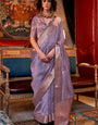 Exquisite Lavender Soft Banarasi Silk Saree With Alluring Blouse Piece