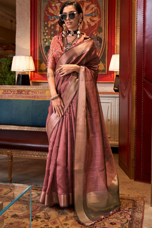 Load image into Gallery viewer, Beguiling Brown Soft Banarasi Silk Saree With Scrupulous Blouse Piece
