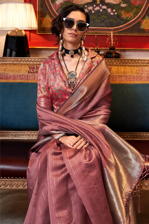 Load image into Gallery viewer, Beguiling Brown Soft Banarasi Silk Saree With Scrupulous Blouse Piece
