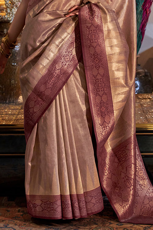 Load image into Gallery viewer, Deserving Dark Beige Soft Banarasi Silk Saree With Surpassing Blouse Piece
