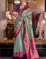 Radiant Sea Green Soft Banarasi Silk Saree With Preferable Blouse Piece