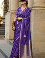 Appealing Purple Banarasi Satin Silk Saree With Demanding Blouse