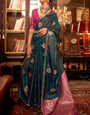 Bucolic Dark Green Banarasi Satin Silk Saree With Entrancing Blouse