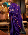 Hypnotic Purple Banarasi Satin Silk Saree With Glorious Blouse